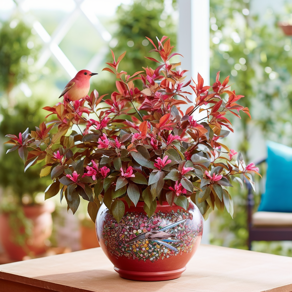Atraktivni crveno-zeleni listovi Photinia serrulata Red Robin u vrtnom centru Agroflora by Gardens
